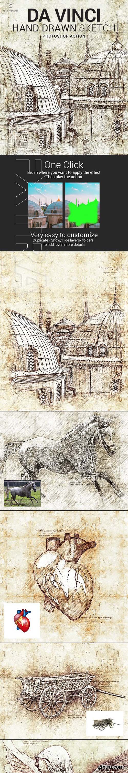 CreativeMarket - Da Vinci Sketch Art Photoshop Action 3323459