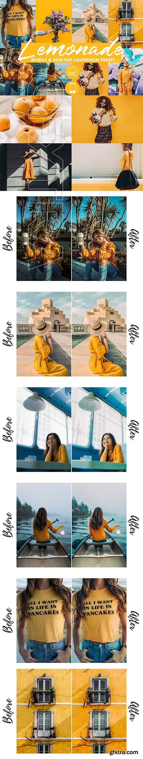 CreativeMarket - Mobile Lightroom Preset LEMONADE 3309311