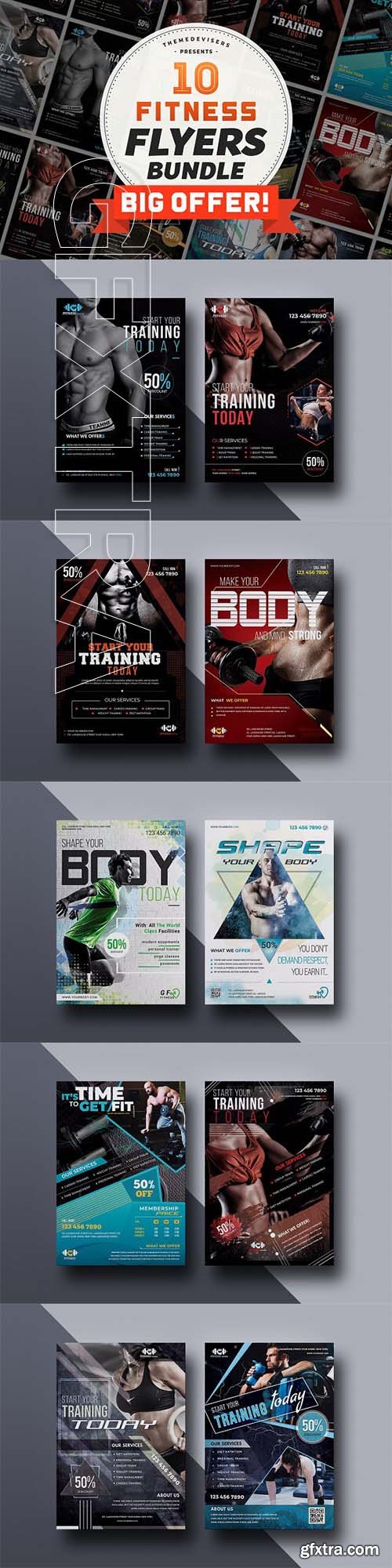 CreativeMarket - Fitness Flyer Template Bundle 3113711