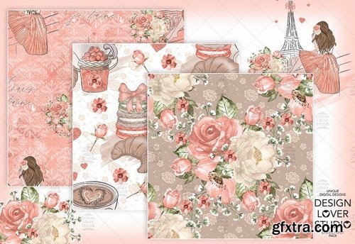 Paris je t\'aime digital paper pack