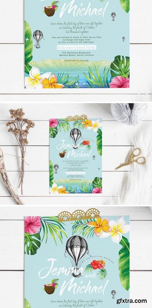 Hawaii Wedding Invitation Card