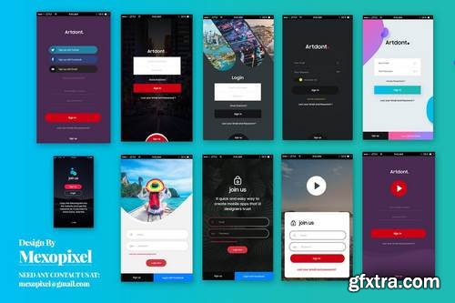 SignUp / Login - Mobile app Form UI Kit Elements