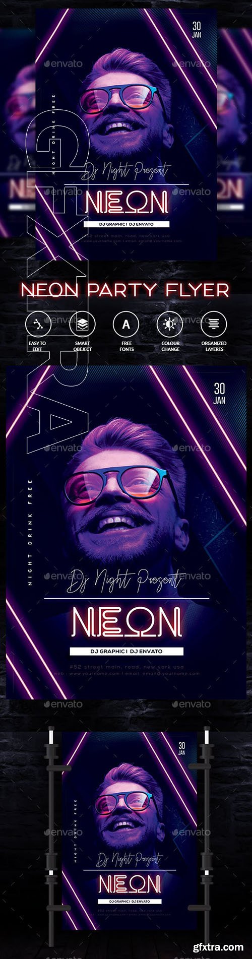 GraphicRiver - Neon Party Flyer 23068941