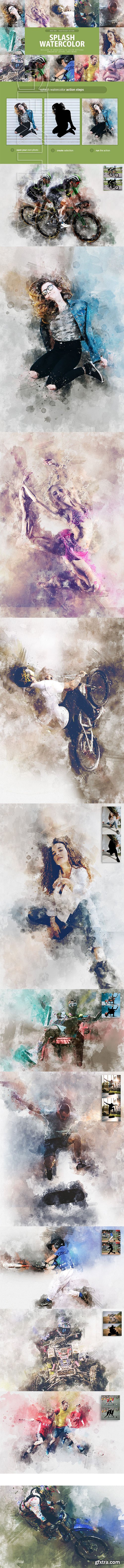 CreativeMarket - Splash Watercolor Photoshop Action 3277527