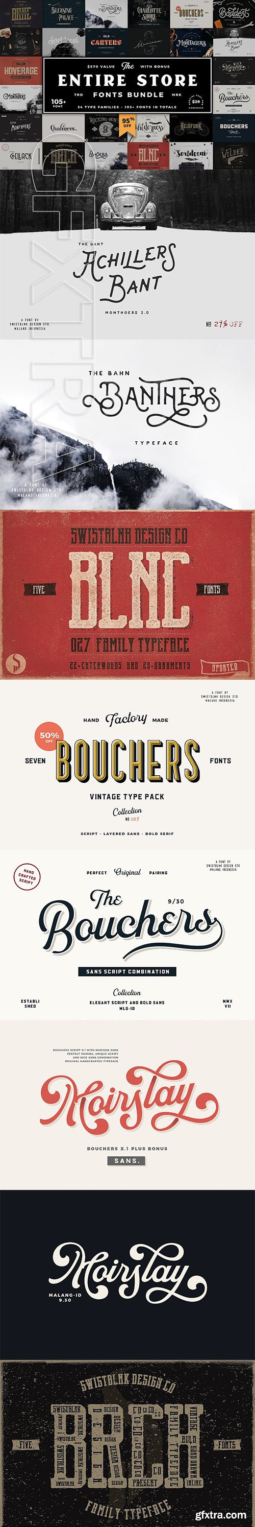 CreativeMarket - Entire Store Bundle - 105+ Fonts 3249915