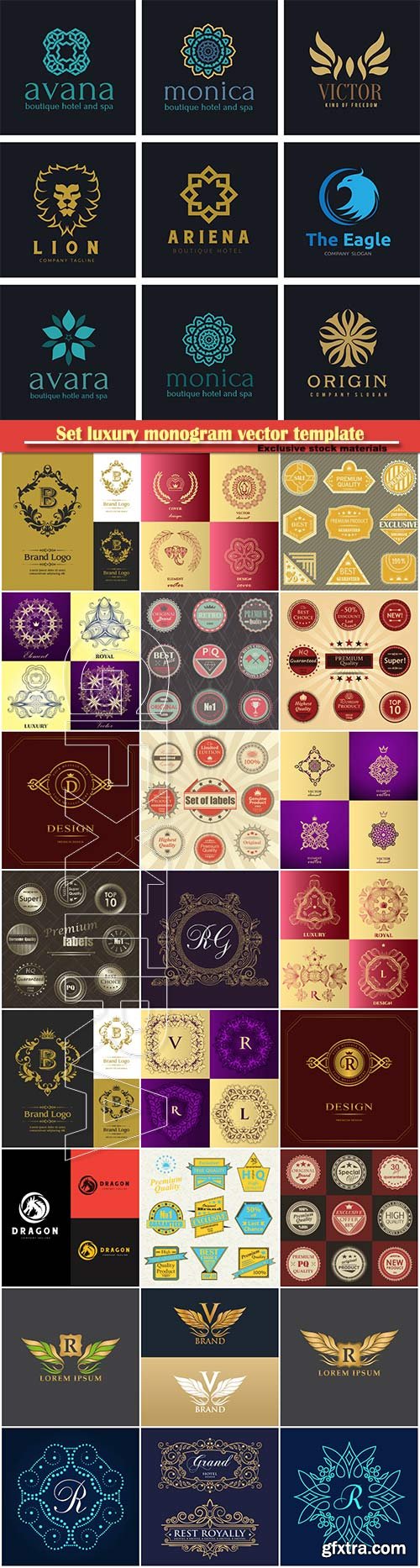 Set luxury monogram vector template, logos, badges, symbols # 6