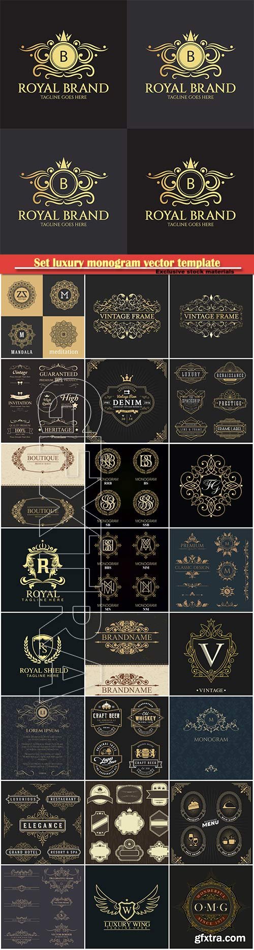 Set luxury monogram vector template, logos, badges, symbols # 8