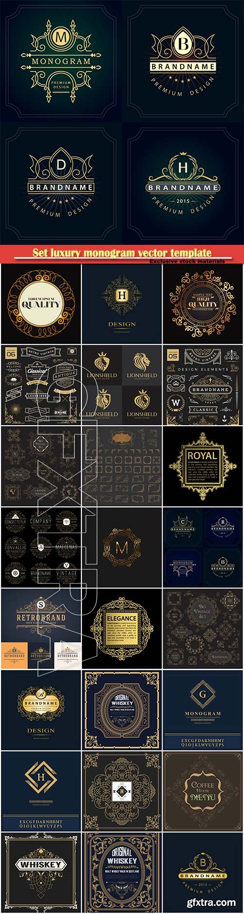 Set luxury monogram vector template, logos, badges, symbols # 12