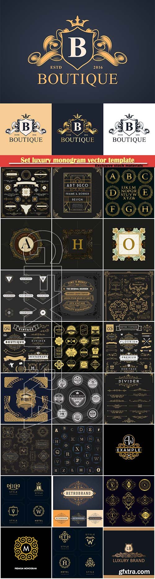 Set luxury monogram vector template, logos, badges, symbols # 11