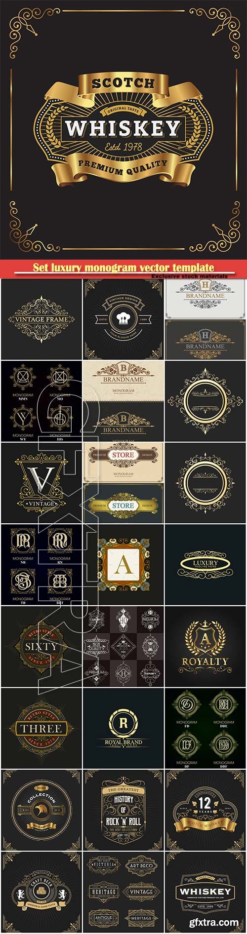 Set luxury monogram vector template, logos, badges, symbols # 13