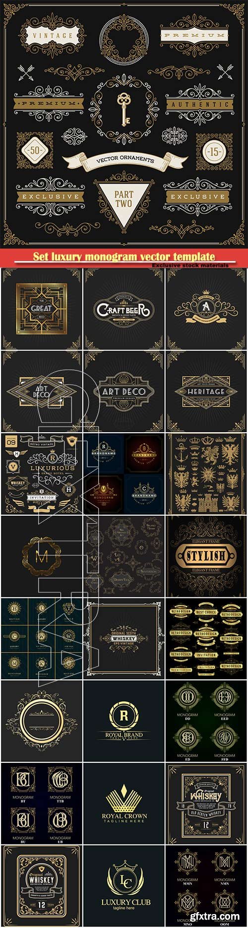 Set luxury monogram vector template, logos, badges, symbols # 15