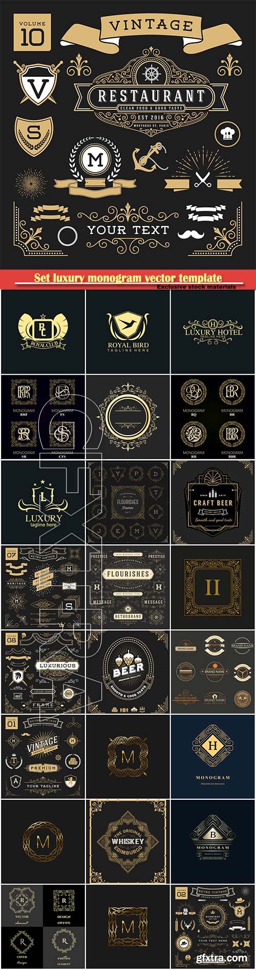 Set luxury monogram vector template, logos, badges, symbols # 14