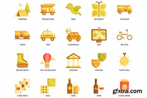 115 Travel Icons Caramel Series