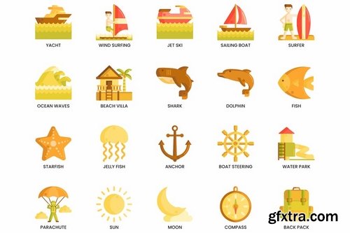 115 Travel Icons Caramel Series