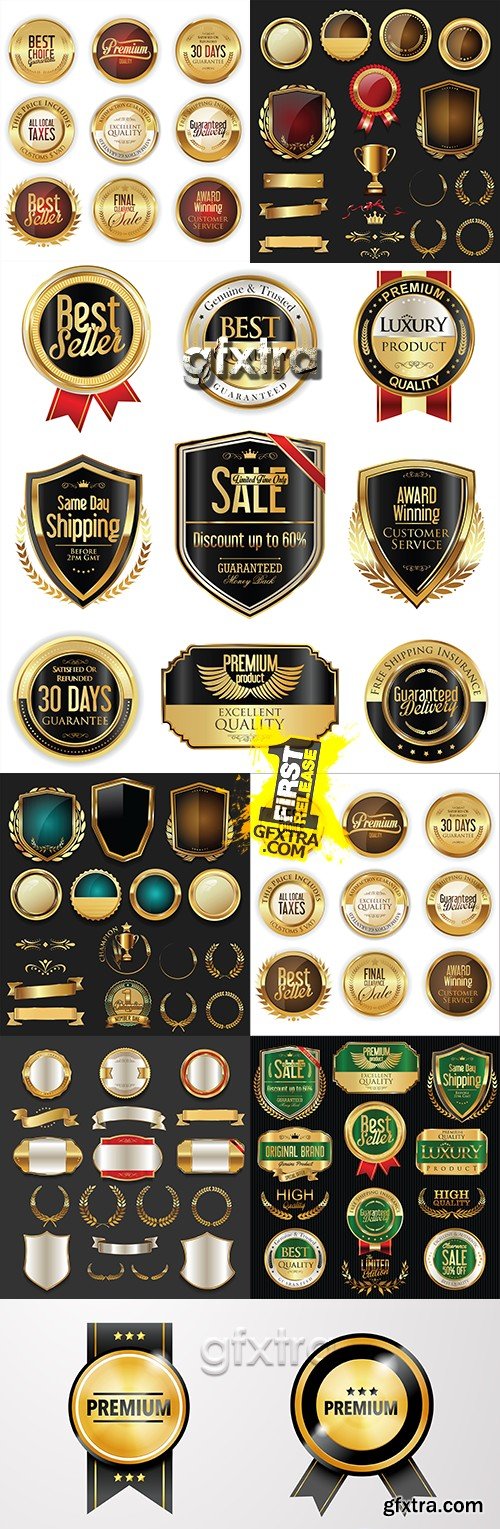 Premium golden badges and luxury labels collection # 22