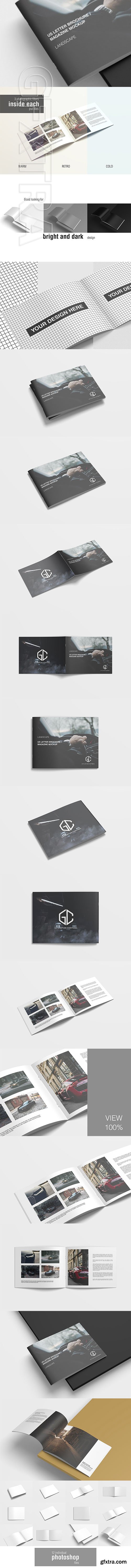 CreativeMarket - US Letter Landscape Brochure Mockup 3336390