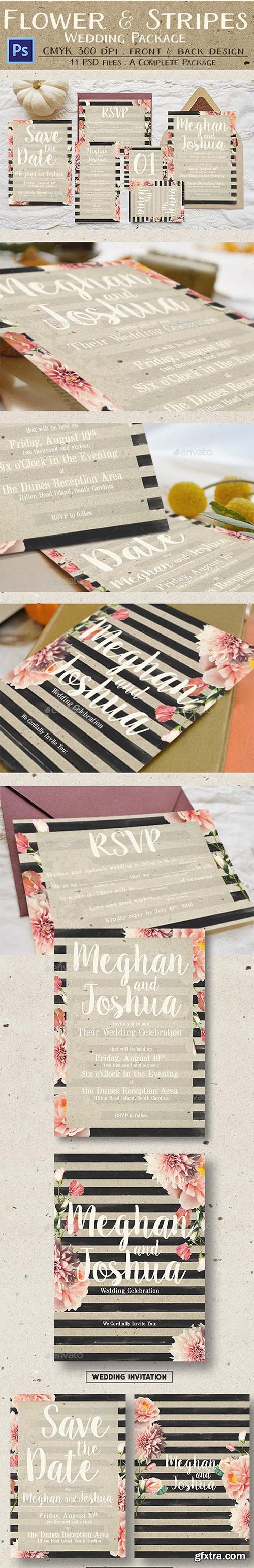 Rustic Flower & Stripes Wedding Package 13641213