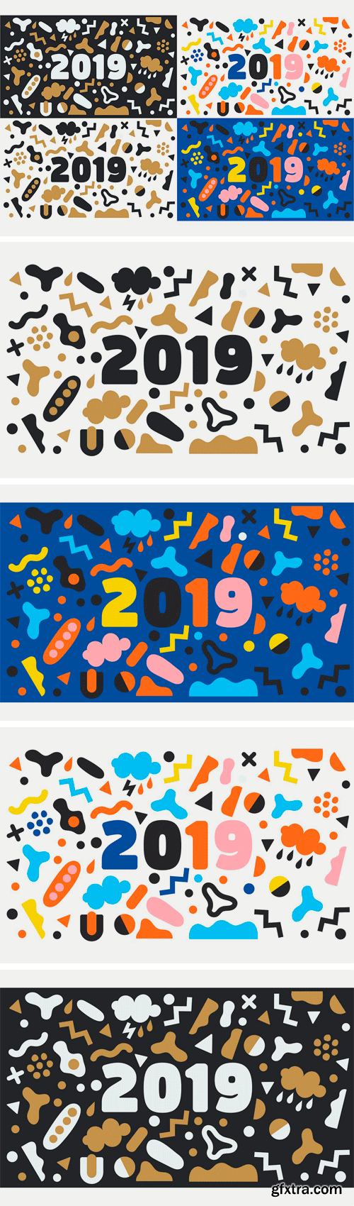 CM - 2019 New Year Vector Background Set 3020130