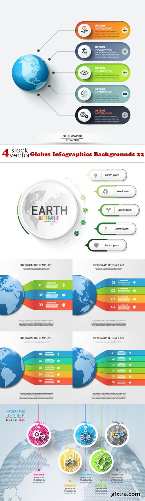 Vectors - Globes Infographics Backgrounds 22