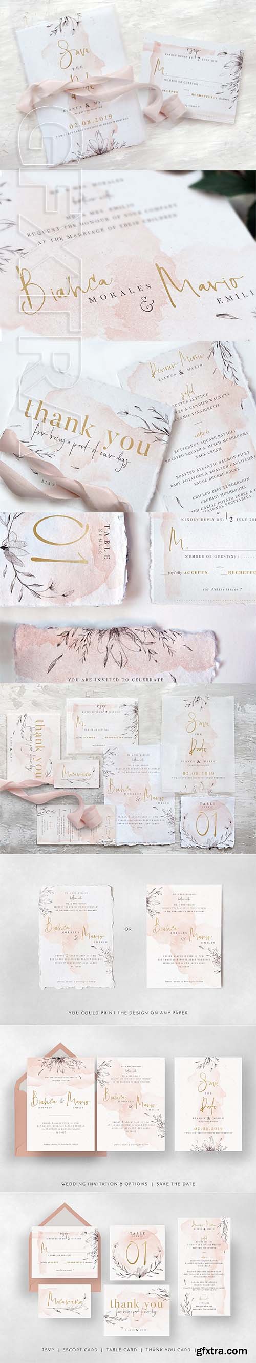 CreativeMarket - Classy Watercolor Wedding Suite 3340560