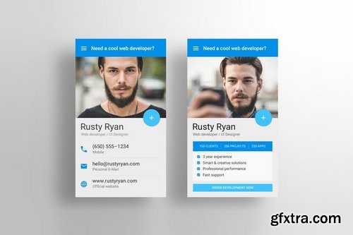 Material Design Business Card PSD Templates