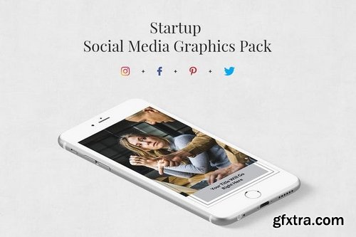 Startup Pinterest Twitter Facebook Instagram Posts Pack and Animated Instagram Stories