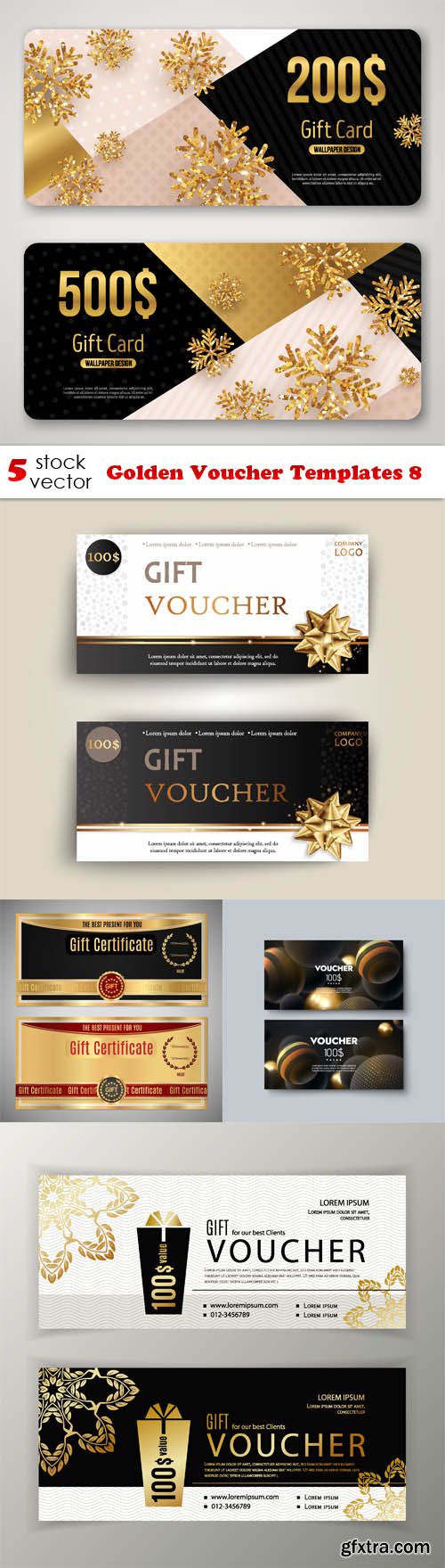 Vectors - Golden Voucher Templates 8