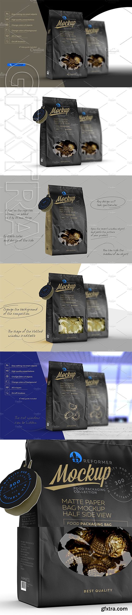 CreativeMarket - Black Paper Bag With Window Mock-up 2217700