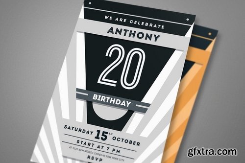 Minimal Deco Anniversary Birthday Invitation