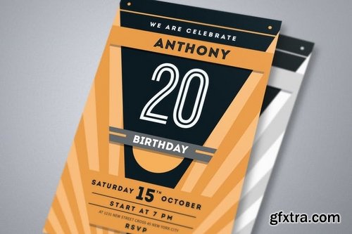 Minimal Deco Anniversary Birthday Invitation