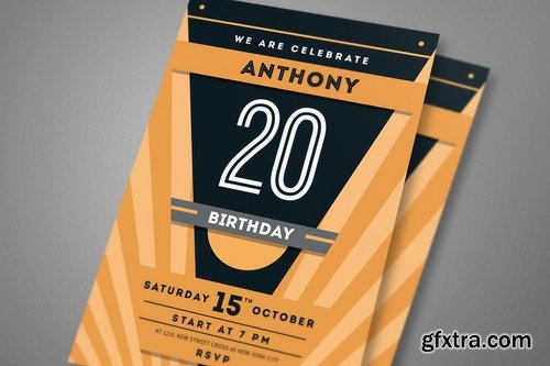 Minimal Deco Anniversary Birthday Invitation