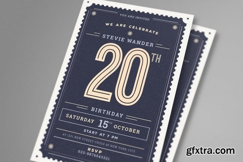 Vintage Birthday Party Invitation Card