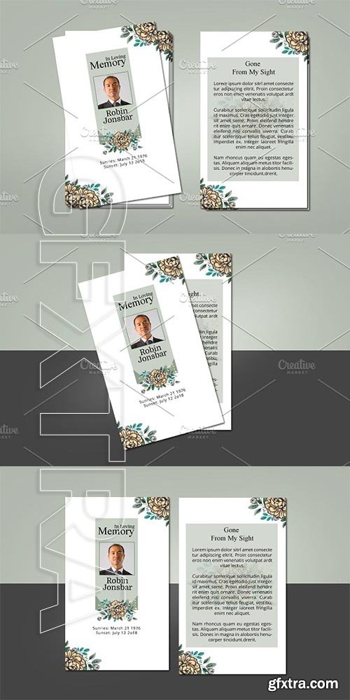 CreativeMarket - Funeral Prayer Card Template-V07 2956190