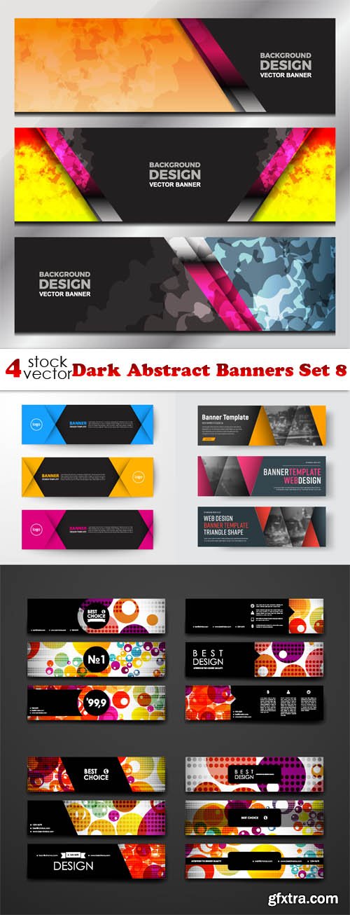 Vectors - Dark Abstract Banners Set 8