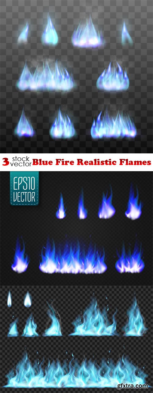 Vectors - Blue Fire Realistic Flames