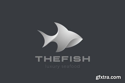 Logo Fish Abstract Shark Tuna 3D Design style
