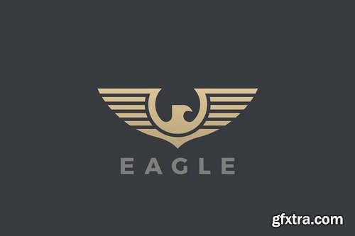 Logo Eagle Falcon Wings Heraldic style Design
