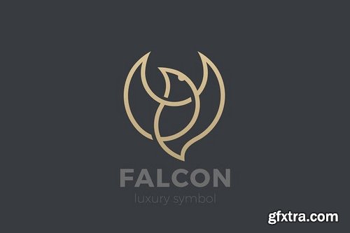 Logo Flying Soaring Bird Eagle Falcon Linear style