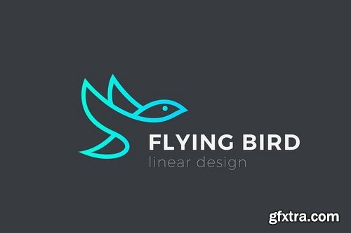 Logo Flying Bird Eagle Negative space Linear style