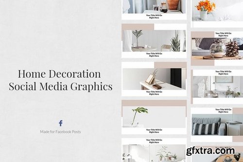 Home Decoration Pinterest Twitter Facebook Instagram Posts Pack and Animated Instagram Stories Pack