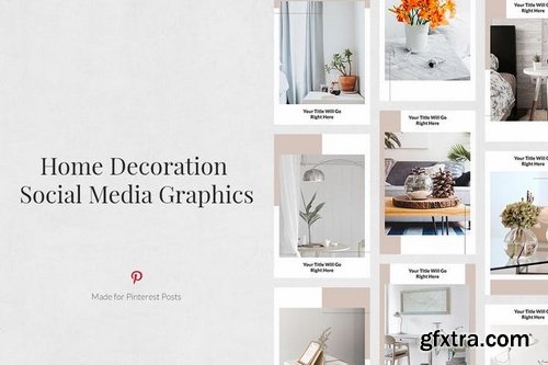 Home Decoration Pinterest Twitter Facebook Instagram Posts Pack and Animated Instagram Stories Pack