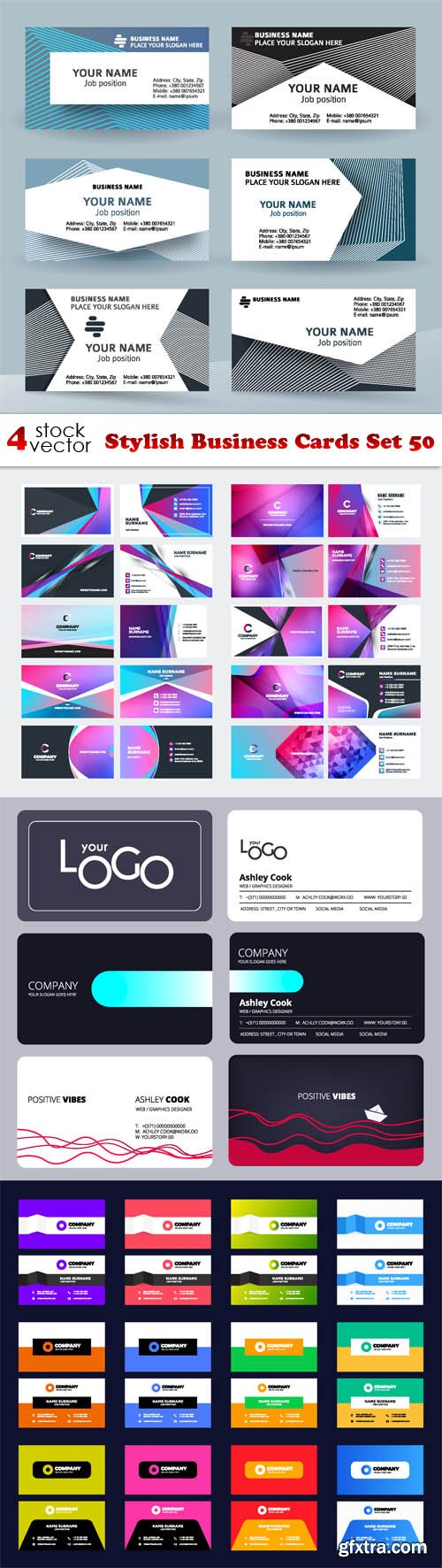 Vectors - Stylish Business Cards Set 50