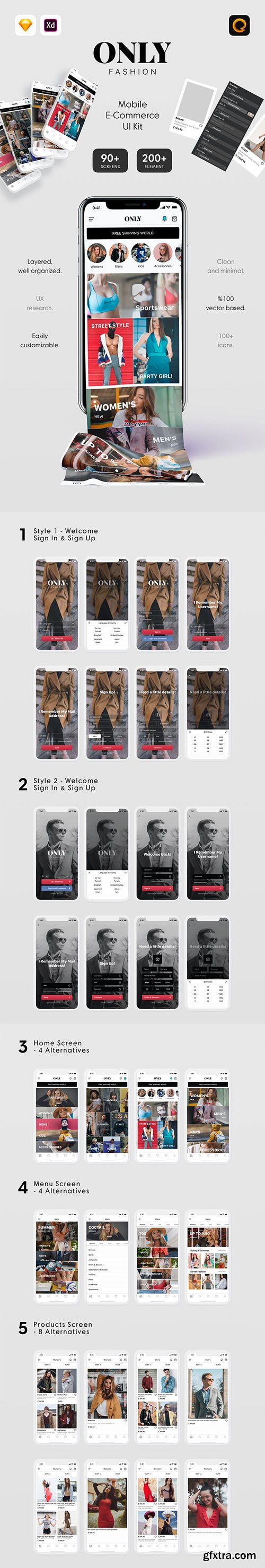 ONLY Fashion Mobile E-Commerce UI Kit