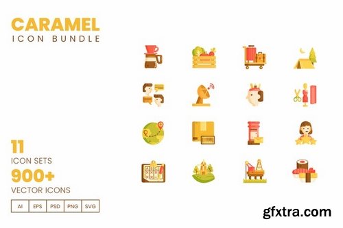 900+ Vector Icons Bundle - Caramel Series