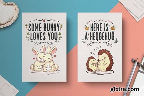 Cute hand-drawn valentine\'s day card