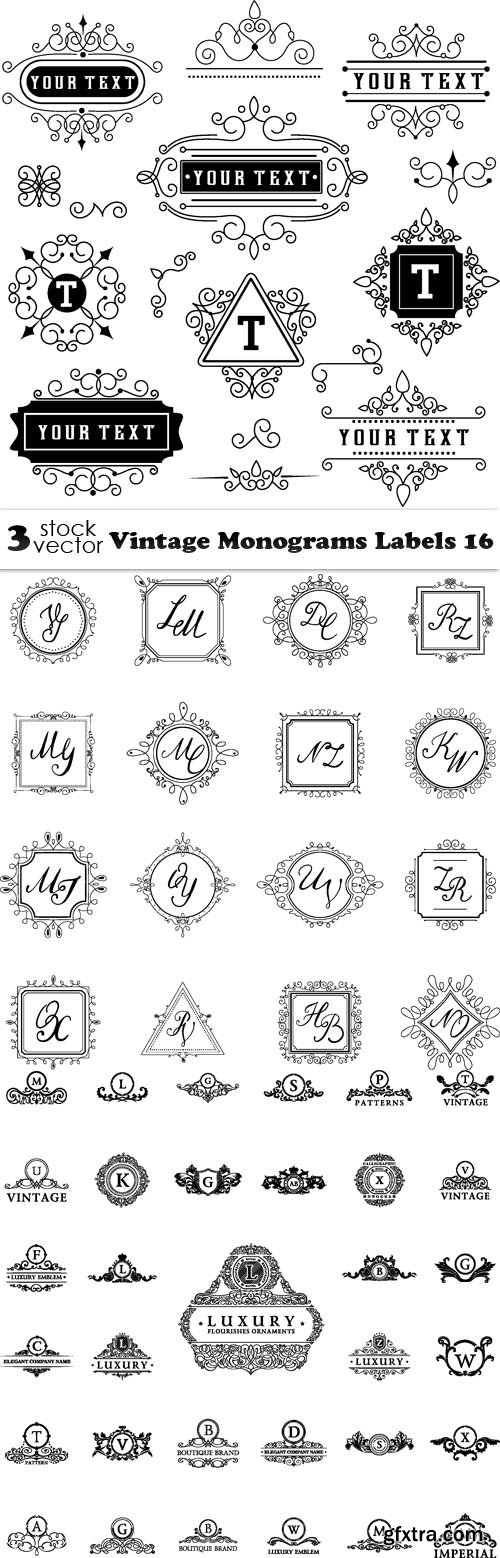 Vectors - Vintage Monograms Labels 16