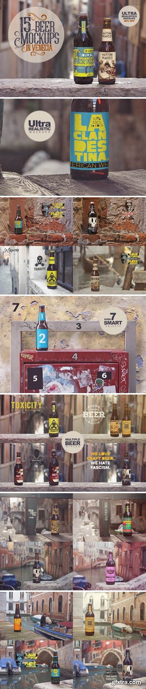 15 Beer Mockups in Venetian