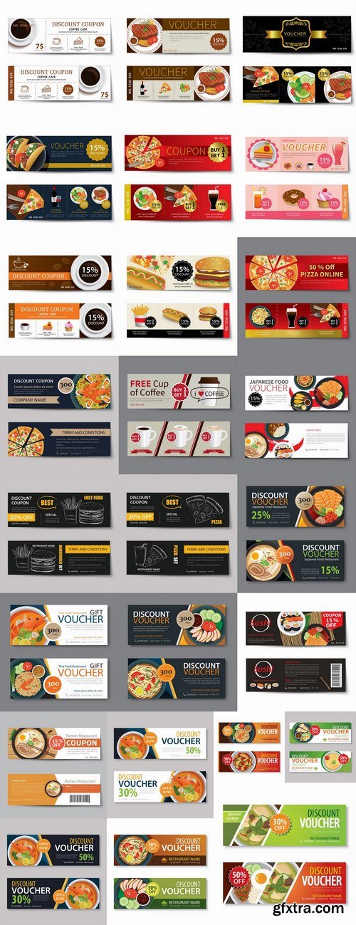 Complimentary gift certificate card banner flyer food menu food 25 EPS