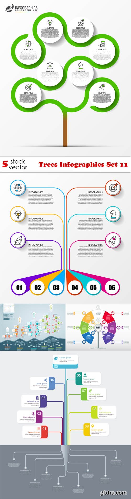 Vectors - Trees Infographics Set 11