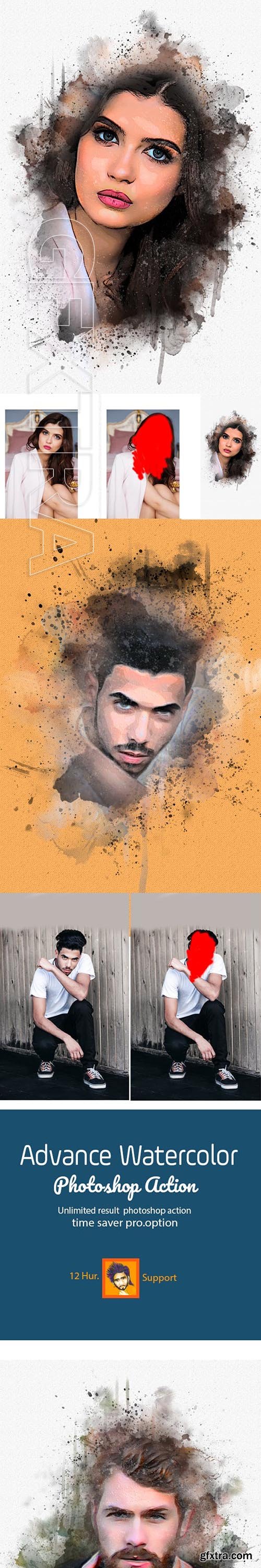 GraphicRiver - Advance Watercolor Photoshop Action 23055125